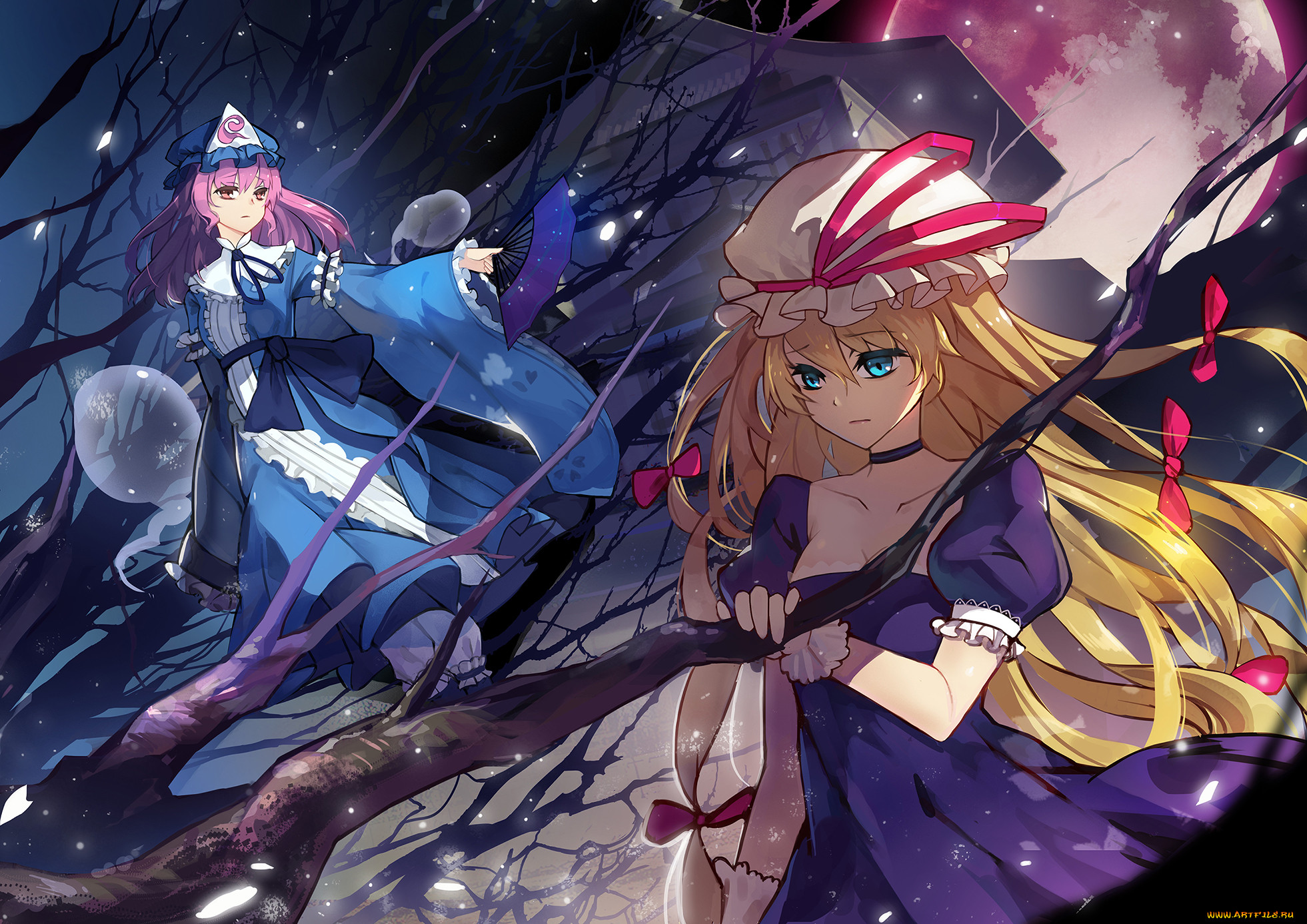 , touhou, saigyouji, yuyuko, yakumo, yukari, , , , , tsubasa19900920, , 